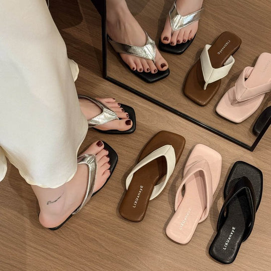 Damen elegante Zehentrenner-Sandalen mit gepolstertem Fußbett EB