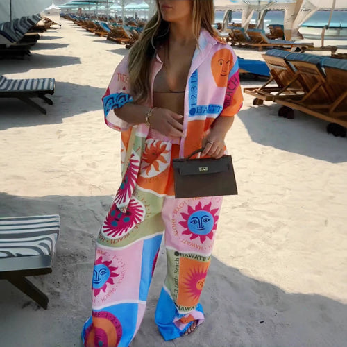 Damen kurzärmliges Hemd und passende Shorts Set EB