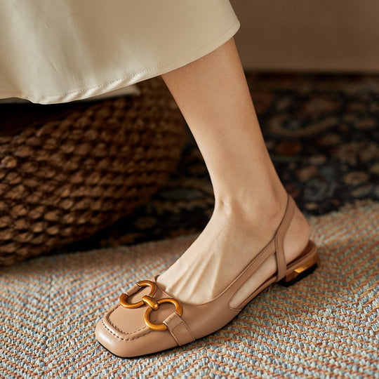 Damen Slingback Ballerinas mit eleganter Schnallen-Applikation EB