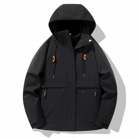 Herren wetterfeste Outdoor-Jacke mit verstellbarer Kapuze und praktischen Taschen EB