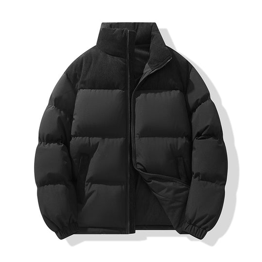 Herren wattierter Pufferblouson mit Cord-Schulterpaneel und hohem Stehkragen EB