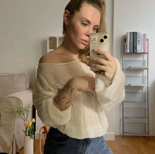 Damen Eleganter Feinstrickpullover mit lässigem Schnitt und Rundhalsausschnitt EB