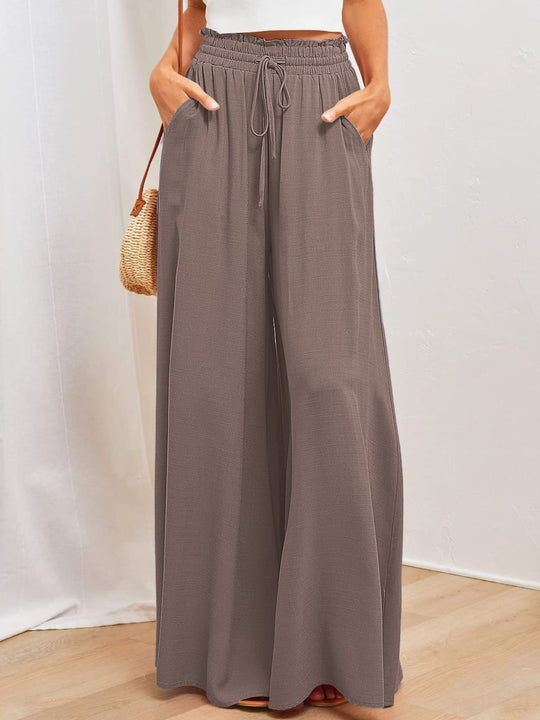 Damen Weite Palazzo-Hose mit elastischem Bund und praktischen Taschen EB