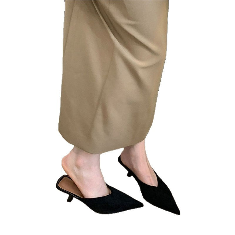 Damen elegante Mules mit spitzem Design EB