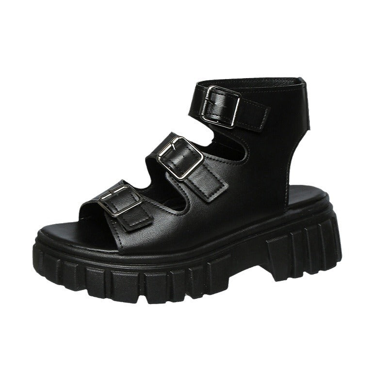 Damen Wedge-Sandalen mit mehreren verstellbaren Schnallen und robustem Plateau EB
