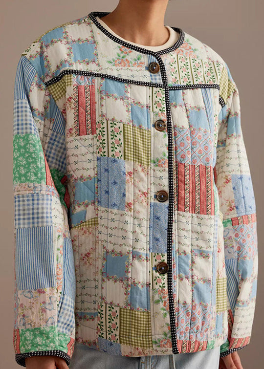 EB | Patchwork - Baumwoll-Quilted-Jacke mit Rundhals