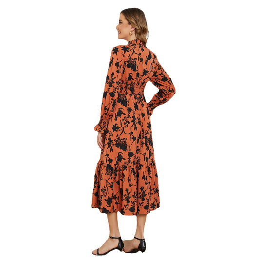 Damen Midikleid mit schmeichelhaftem Schnitt und floralem Design EB