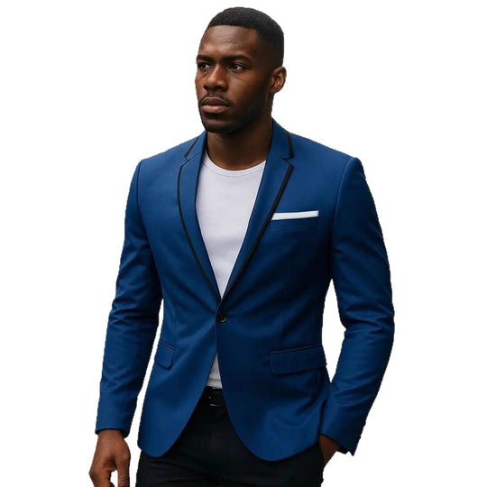 Herren nan einreihiges Slim-Fit Sakko mit kontrastierendem Reversbesatz und Pattentaschen EB