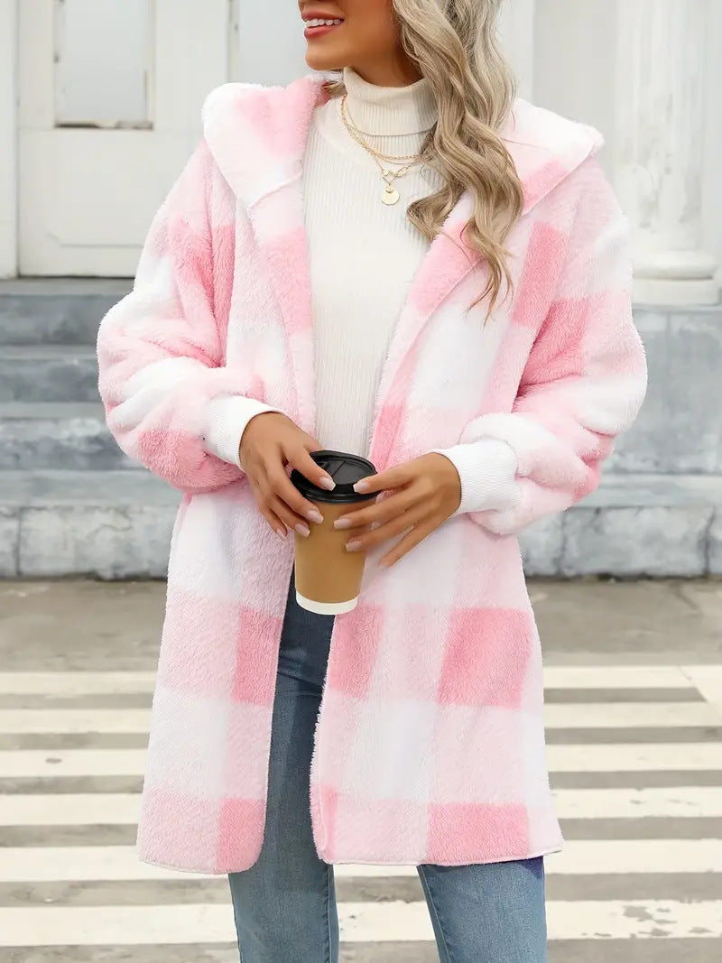 Damen Kuschelige Wolljacke mit Karomuster EB