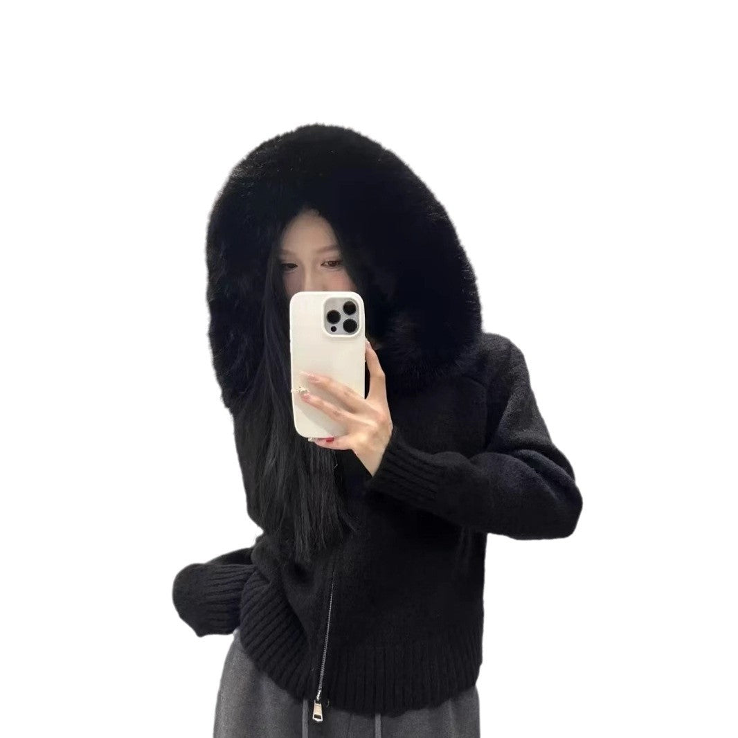 Damen Kuscheliger Hoodie mit attraktivem Fellkragen EB