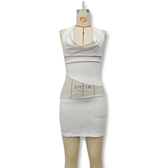 Damen Figurbetontes Minikleid mit elegantem Neckholder und raffinierter Drapierung EB