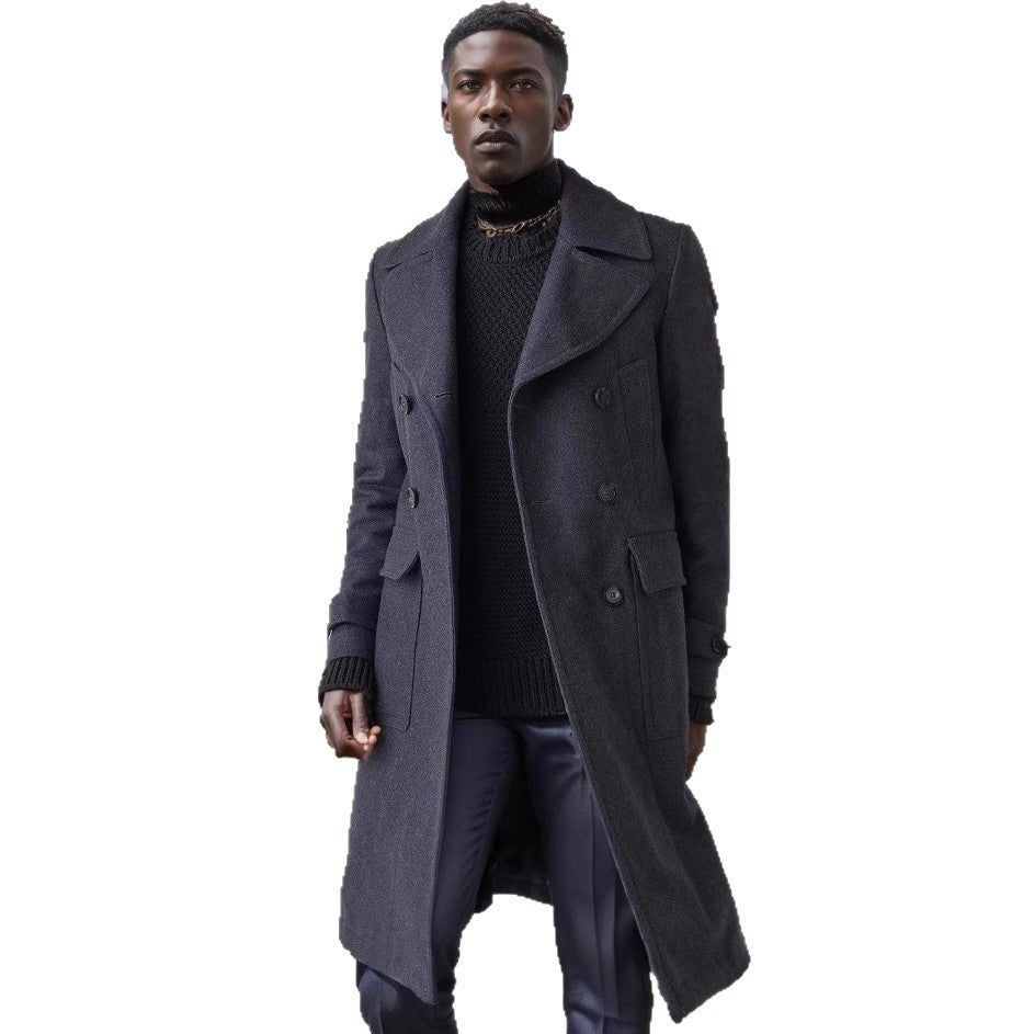 Herren eleganter, langer Doppelpeltz-Mantel EB