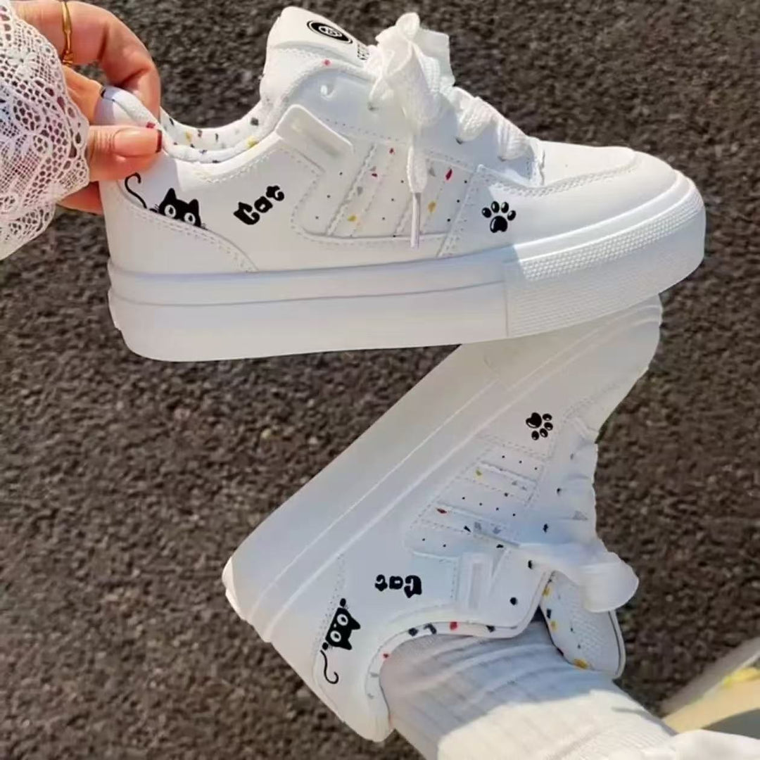 Damen Trendige Plattform Sneakers mit modischen Tiermotiven EB