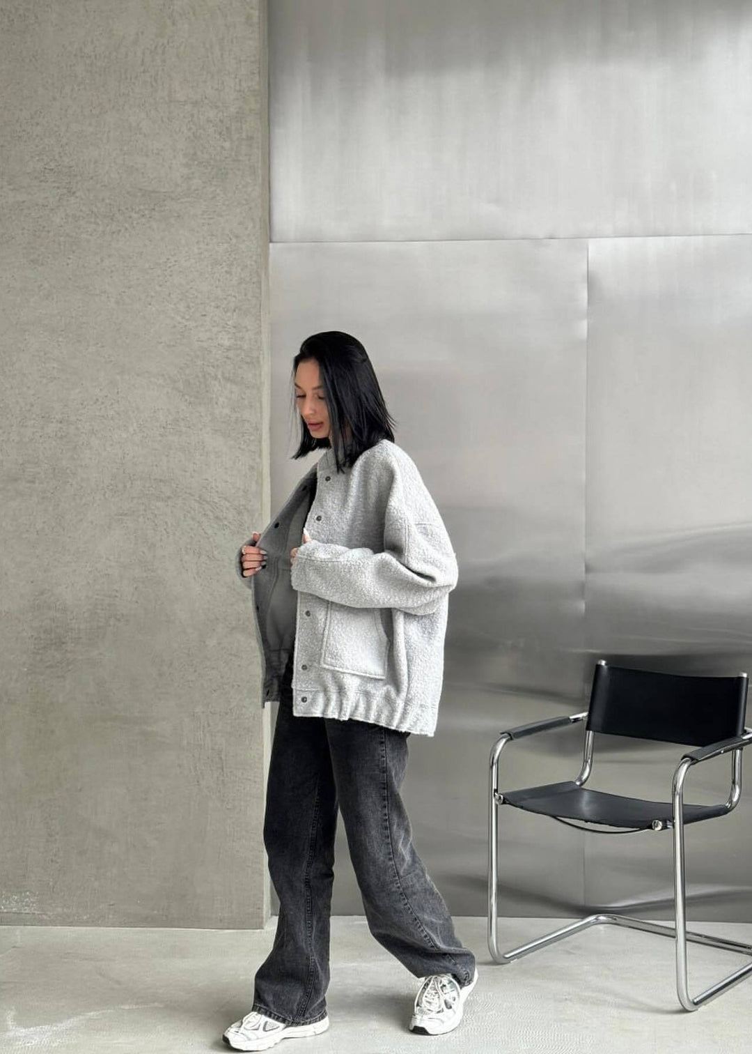 EB | Oversized Fleece Druckknopfjacke
