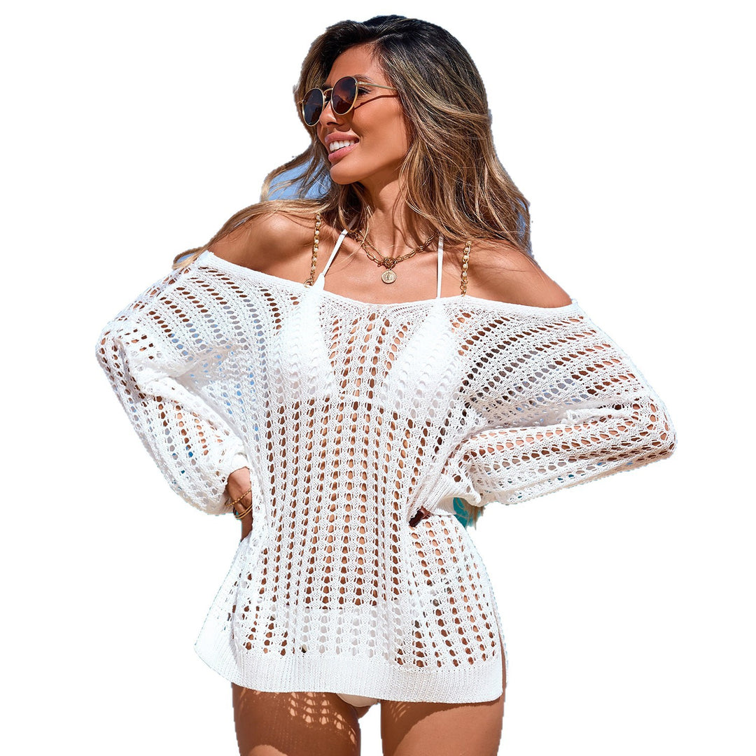 Damen luftiger Häkel-Strandpullover EB