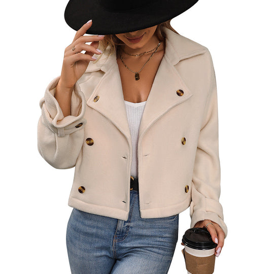 Damen kurze Plüschjacke im modischen Oversized-Stil EB