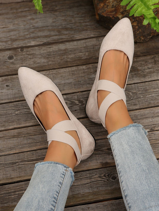 Damen elegante Ballerinas mit gekreuzten Riemen und weichem Obermaterial EB