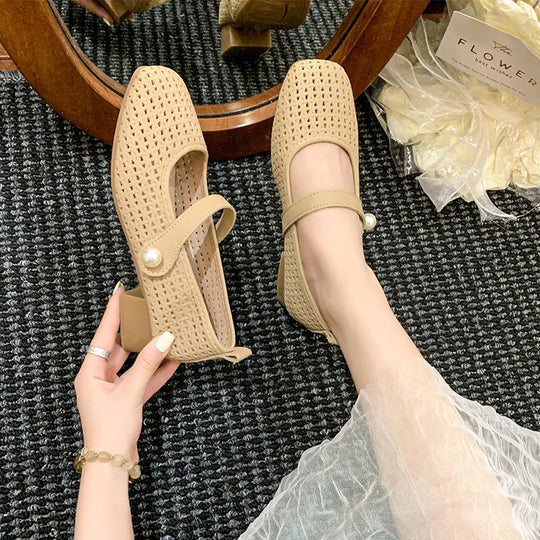 Damen elegante Ballerinas mit strapazierfähigem Netzdesign und modischer Schnalle EB
