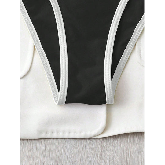Damen Triangel-Bikini-Set mit kontrastierenden Einfassungen EB
