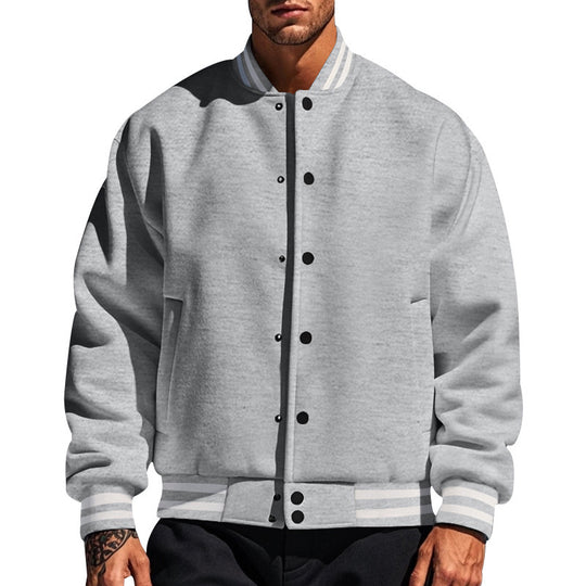 Herren nan College-Strickjacke im Retro-Look mit Rippkragen, Druckknopfverschluss und Eingrifftaschen EB