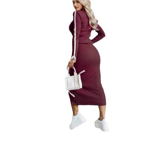 Damen Sportliches 2-teiliges Set mit langem Ärmel und Schlitz EB