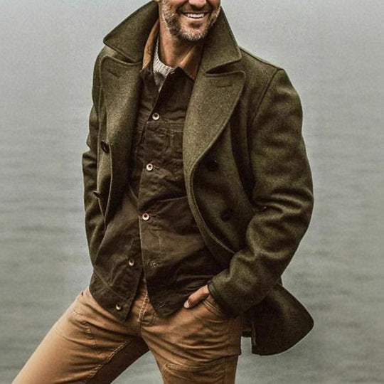 Herren stilvolle Wolljacke im doppelten Schnitt EB