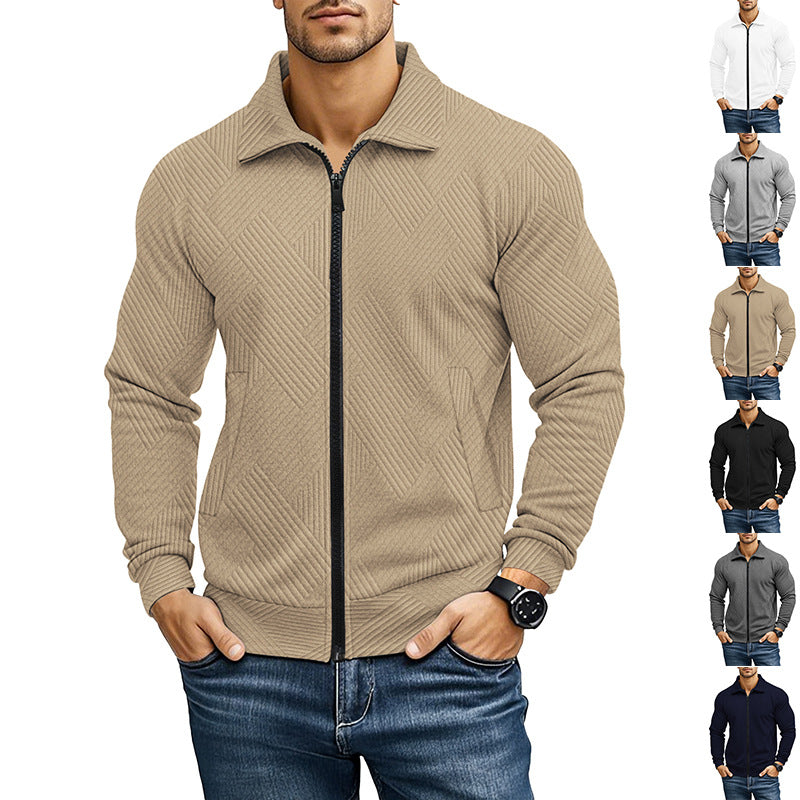 Herren bequeme und stylische Kapuzenjacke mit strukturiertem Gewebe EB