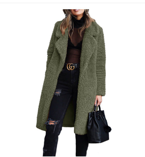 Damen Kuscheliger Teddy-Mantel mit großzügigem Schnitt und zwei praktischen Taschen EB