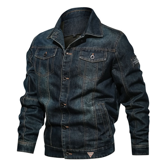 Herren Denim-Truckerjacke mit markanten Kontrastnähten und Brusttaschen EB