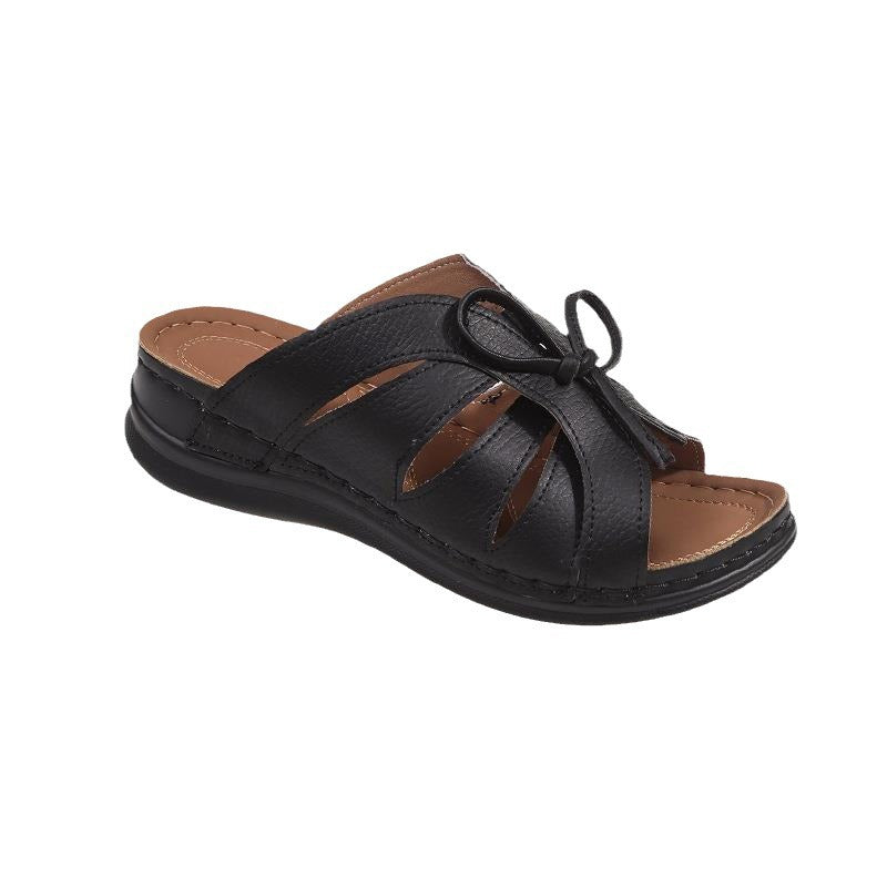 Damen Komfortable Riemchensandalen mit dekorativem Schleifen-Design EB