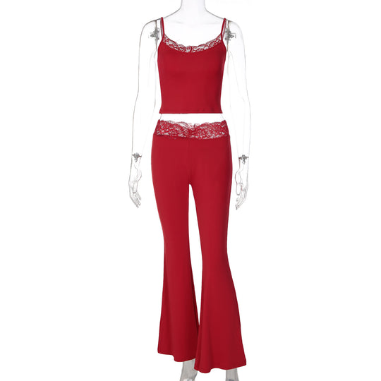 Damen Lässiges Oberteil und weiter geschnittene Hose Set EB