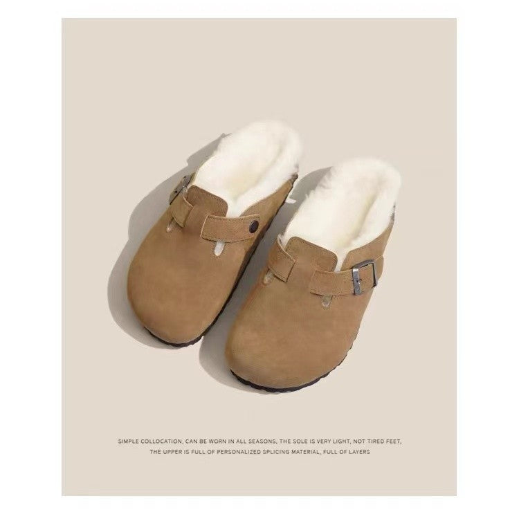 Damen  gefütterte Clog-Pantoffel mit verstellbarer Metallschnalle und anatomischem Korkfußbett EB