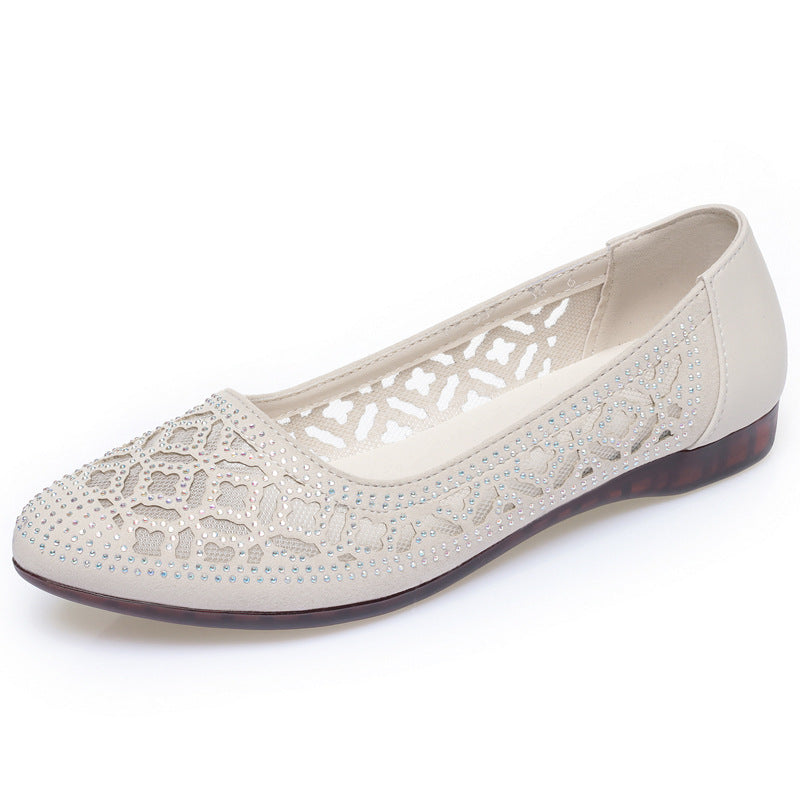 Damen Ballerinas mit elegantem Lochdesign und funkelnden Strassakzenten EB