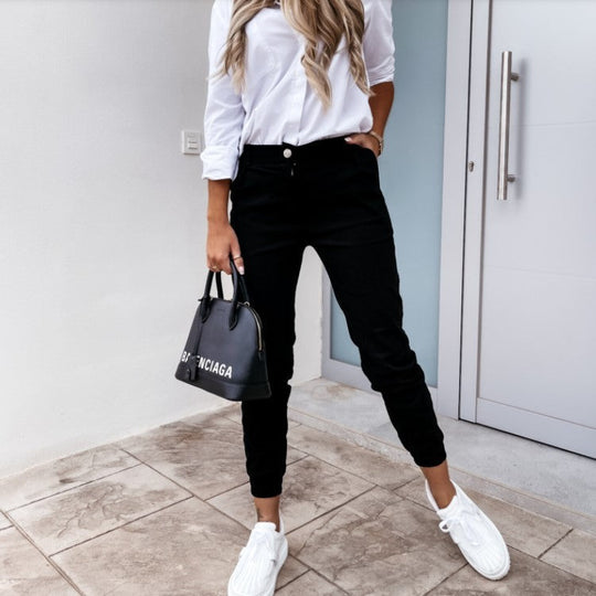EB | Verkürzter Schnitt Schmal und Tapered Stretch Elastischer Bund Taschen