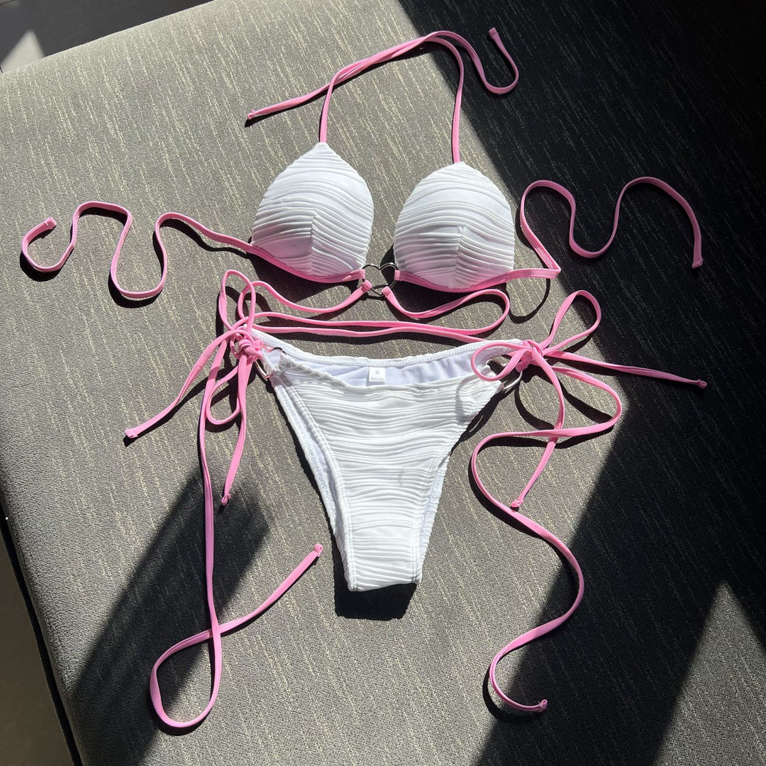 Damen Bikiniset mit gerafftem Design und Herzverschluss EB