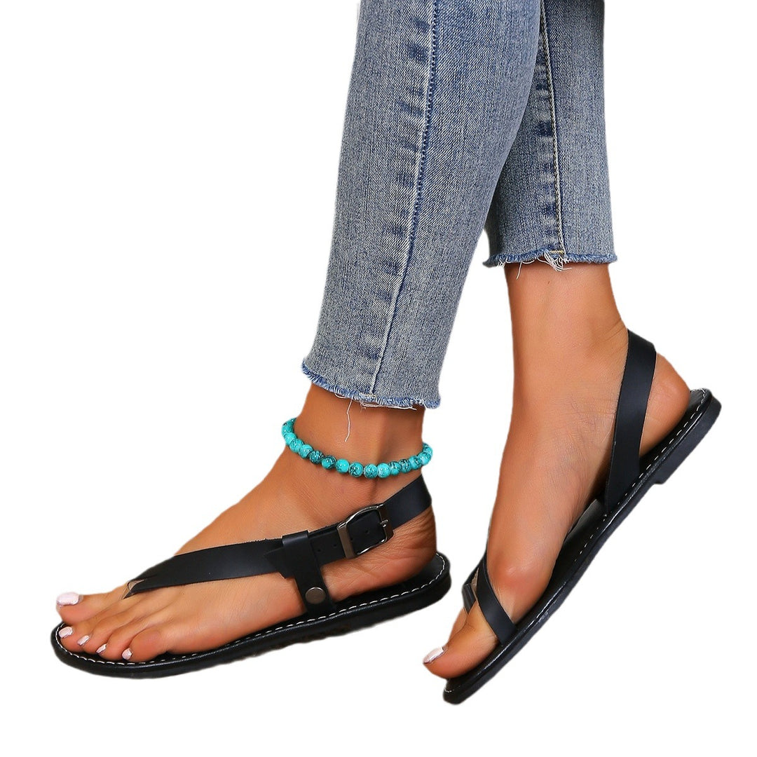 Damen Minimalistische Zehentrenner-Sandalen mit elastischen Riemen EB