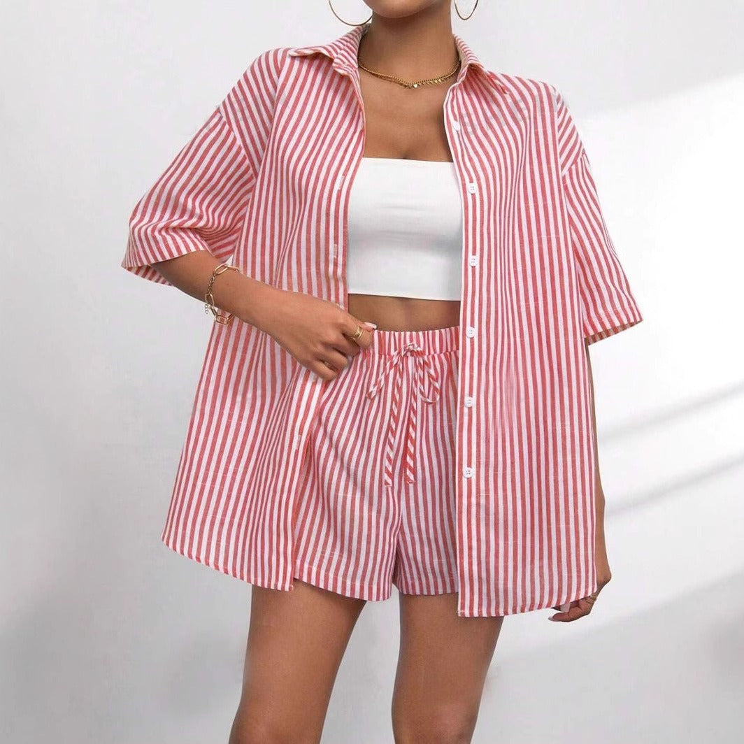 Damen lässiges Hemd und Shorts Set EB