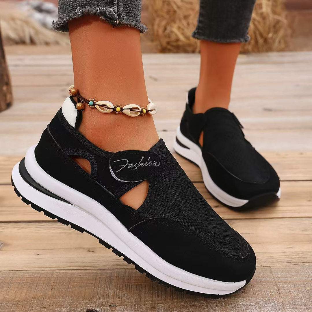 Damen sportliche Slip-On Sneakers mit atmungsaktivem Mesh-Obermaterial EB