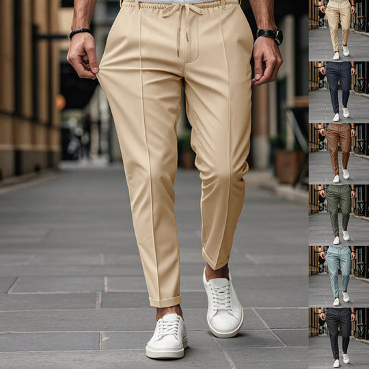 Herren nan lässige Chino-Jogginghose mit elastischem Bund und Bügelfalte EB