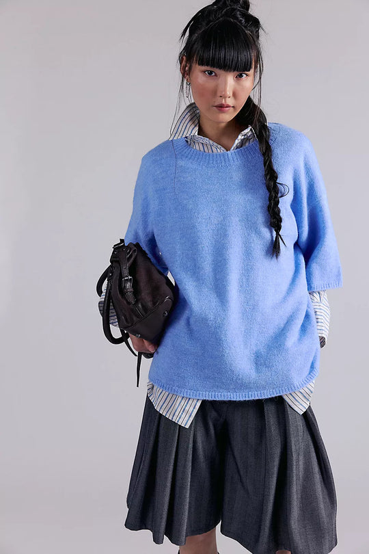 Damen Stylish halbtransparentes Sweatshirt mit Spitze und lässigem Schnitt EB