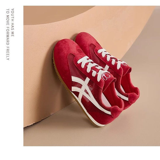 Damen Komfortable Sneaker mit atmungsaktivem Mesh und Wildlederoberfläche EB