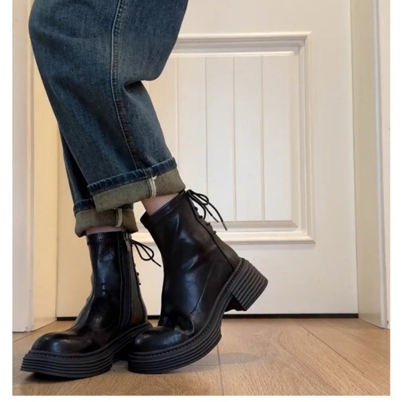Damen Stiefeletten mit komfortablem Plateau und modischem Schnürdesign EB