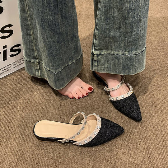 Damen elegante Mules mit funkelnden Strassdetails EB