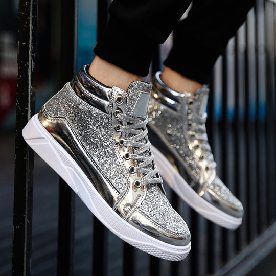 Damen Hochglänzende Sneaker mit glitzerndem Obermaterial und rutschfester Sohle EB