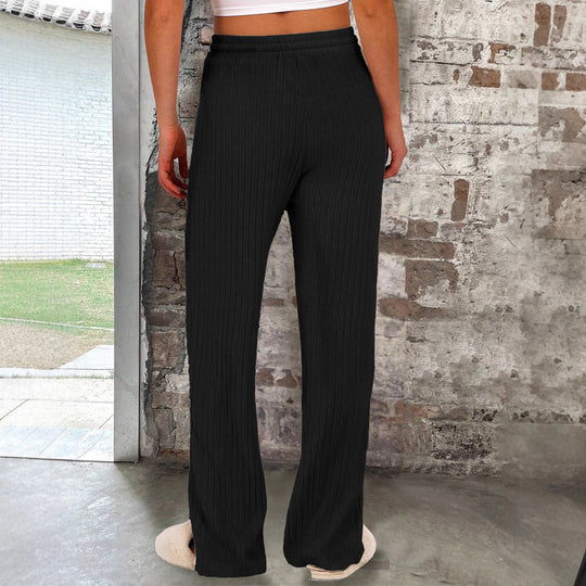 Damen Weiche Rippstrick-Hose mit elastischem Bund und praktischen Taschen EB