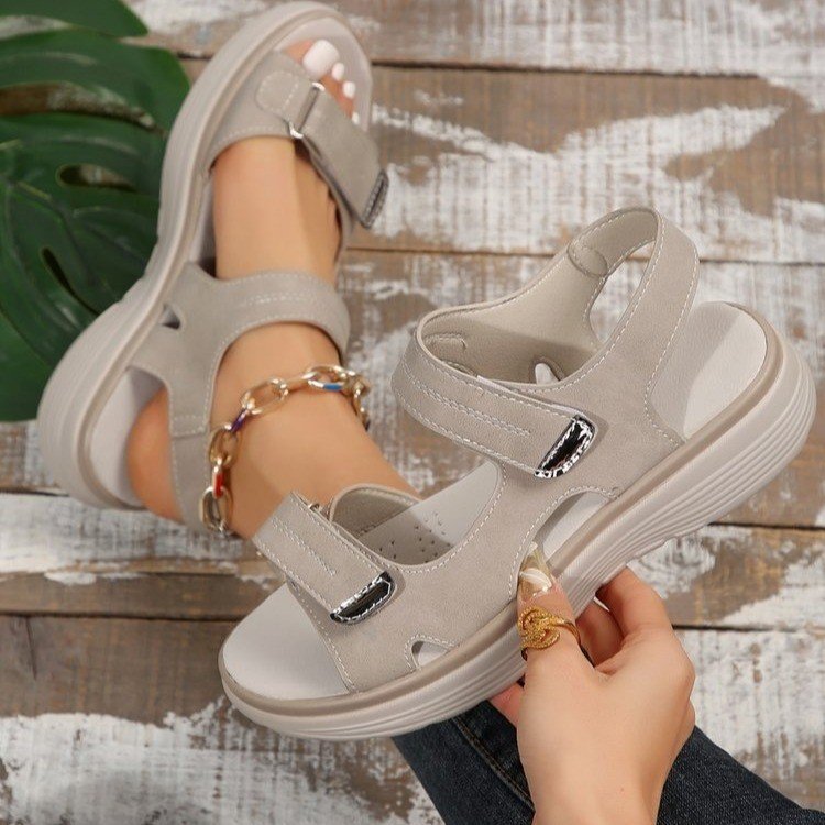 Damen Komfortable Riemensandalen mit verstellbaren Klettverschlüssen EB