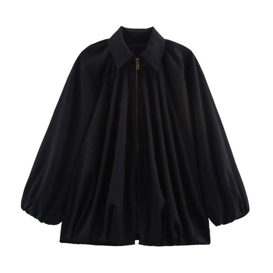 Damen Modische Bluse mit Volants und Reißverschluss EB