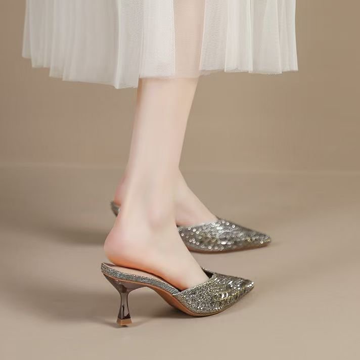 Damen schicke Slingback-Pumps mit funkelndem Strass EB