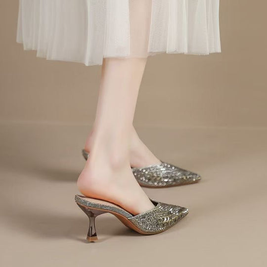 Damen schicke Slingback-Pumps mit funkelndem Strass EB