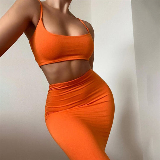 Damen figurbetontes Tube-Top und Bleistiftrock Set EB